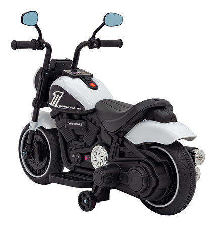 Motorek Chopper FASTER na akumulator dla dzieci Biały + Radio FM + Panel audio + LED