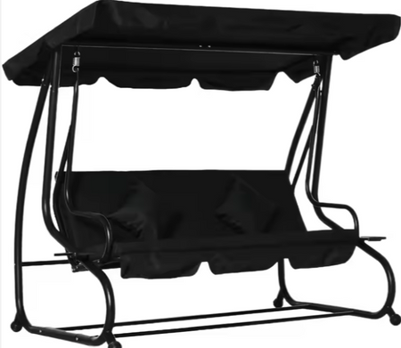 Huśtawka Czteroosobowa Ogrodowa Bujana Daszek Wolnostojąca Czarna