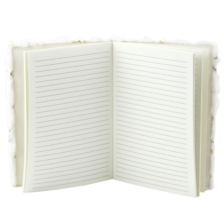 Pluszowy Zeszyt Notatnik W Linie Złote Gwiazdki Biały A5 80 Kartek