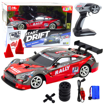 Samochód Wyścigowy Auto Do Driftu RC Czerwono Czarny 30km/h 1:16