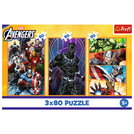 Puzzle - 3x80 - Dni pełne akcji - Disney Marvel The Avengers - Trefl 34883