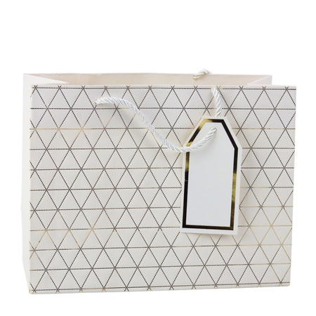 Torba Prezentowa Geometryczna Złote Linie 23 x 18 x 10 cm