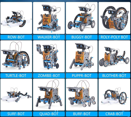 Zestaw Pojazdów Solarnych 12w1 Niebieski