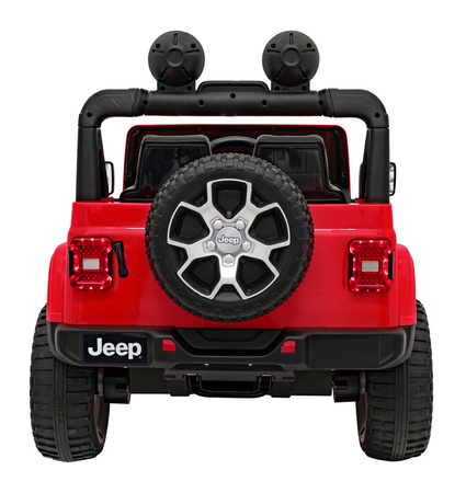 Jeep Wrangler Rubicon na akumulator dla dzieci Czerwony + Pilot + Radio MP3 LED + Koła EVA