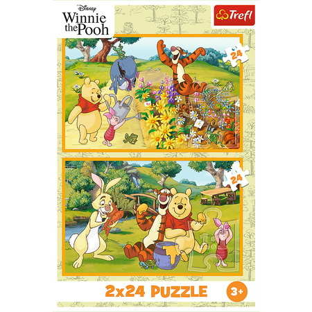 Puzzle - 2x24 - Dzień w ogrodzie - Disney - Kubuś Puchatek - Trefl 34436