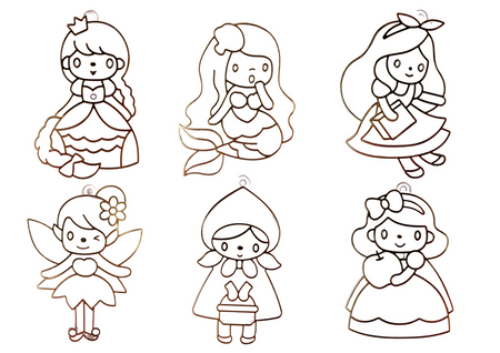 Witraże Zawieszki Do Malowania Zastygająca Farba Księżniczki 6 szt.