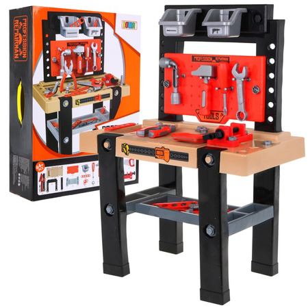 Stolik warsztatowy dla dzieci 3+ Zestaw małego majsterkowicza 64 el. + Narzędzia + Akcesoria