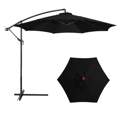 Parasol Ogrodowy Boczny Z Regulacją Pochyłu Pokrowiec 350 x 250cm Czarny