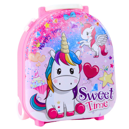 Zestaw Pięknośći Toaletka W Walizce 2w1 Akcesoria Jdnorożec Różowa