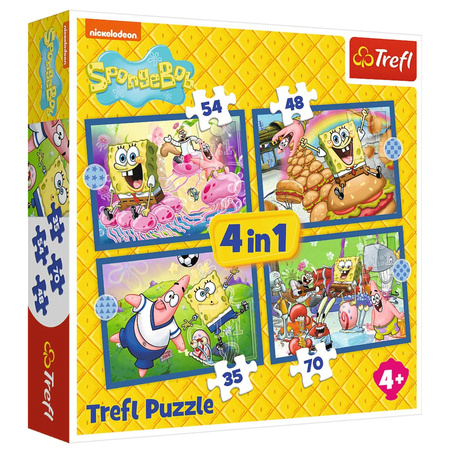Puzzle - 4w1 (35, 48, 54, 70) - Podwodne Życie SpongeBoba - Trefl 34674