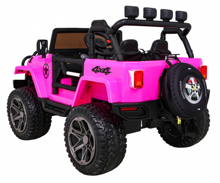 Auto terenowe typu jeep Monster 4x4 dla dzieci Różowy + Pilot + Regulacja siedzenia + Wolny Start + MP3 LED + Bagażnik + Plecak