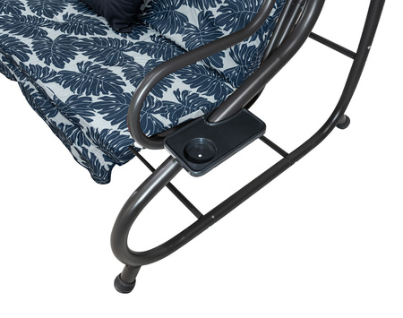 Huśtawka Ogrodowa Siedzisko Textylina 2x1 Wzór Liście Granatowa