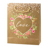 Torba Prezentowa Napis Love Kwiaty Brokat 32 x 26 x 10 cm