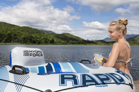 Dmuchany Materac do pływania Rapid Rider BESTWAY 135cm + Oparcie + Siateczkowe dno + Miejsca na napoje + Uchwyty