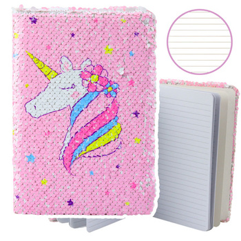 Zeszyt Notatnik W Linie Cekiny Dwukolorowe Jednorożec A5 80 Kartek