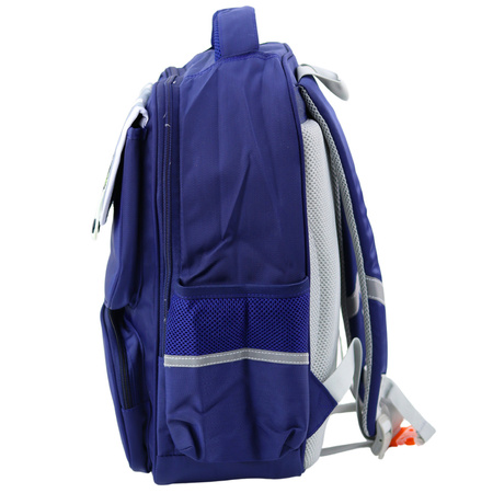 Plecak Szkolny Naszywki Z Dinozaurami Pas Piersiowy Granatowy 39x27x15cm