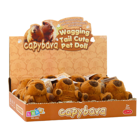 Pluszowa Kapibara Z Kręcącym Ogonkiem Brelok  9 x 8 cm