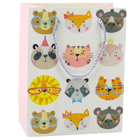 Torba Prezentowa Papierowa Kotki Brokatowa 23 x 18 x 10,5 cm