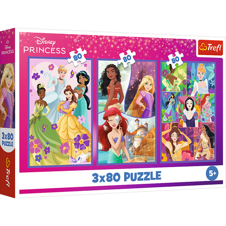 Puzzle - 3x80 - Księżniczki przyjaciółki - Disney Princess - Trefl 34884