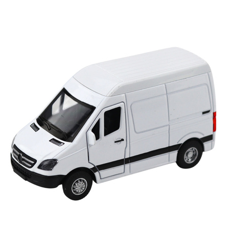 Samochód Dostawczy Metalowy Z Napędem Pull Back Światła Dźwięki Biały 1:32