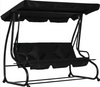 Huśtawka Czteroosobowa Ogrodowa Bujana Daszek Wolnostojąca Czarna