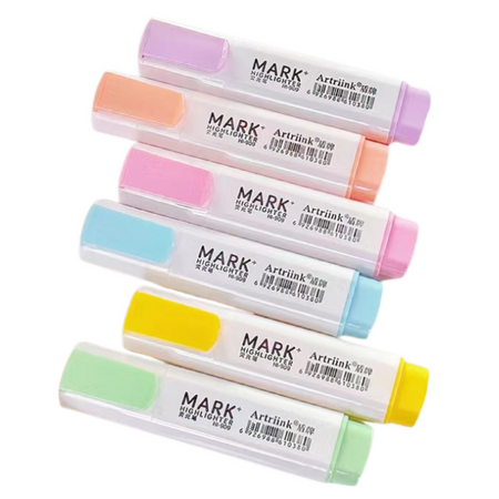 Zestaw Markery Zakreślacze Szkolne Biurowe Pastelowe 6szt