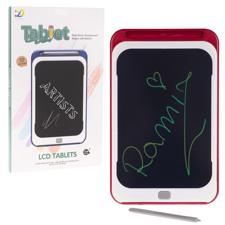 Podręczny Tablet 10' do Rysowania dla dzieci 3+ Czerwony + Rysik + Kolorowe rysunki