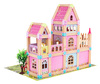 Drewniany Domek Księżniczek z Klocków 183 el. dla dzieci 3+ Elementy konstrukcyjne + 2 Figurki Księżniczek + Akcesoria