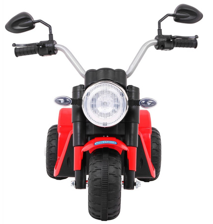 Motorek MiniBike na akumulator dla dzieci Czerwony + Dźwięki + Światła LED + Ekoskóra