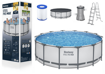 Basen stelażowy Steel Pro MAX 427x122 Szary 14FT BESTWAY 5w1 + Akcesoria