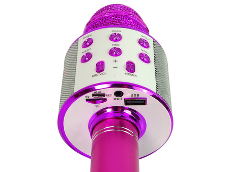 Mikrofon Bezprzewodowy USB Głośnik Nagrywanie Karaoke Model WS-858 Różowy