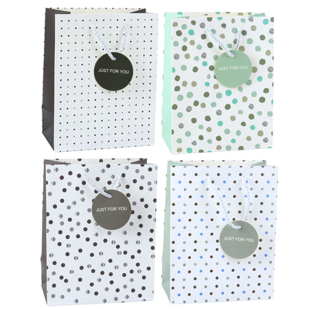 Torba Prezentowa Z Kropkami Napis Just For You 23 x 18 x 10,5 cm