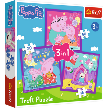 Puzzle - 3w1 (20, 36, 50) - Zwyczaje świnki Peppy - Świnka Peppa - Trefl 34893
