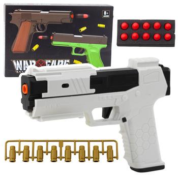 Pistolet Zabawkowy Naboje Piankowe Amunicja Łuski Biały