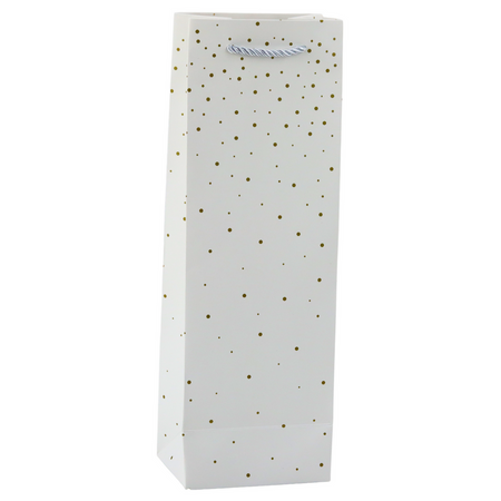 Torba Prezentowa Na Wino Butelkę Papierowa Złote Kropki 35 x 12 x 9 cm