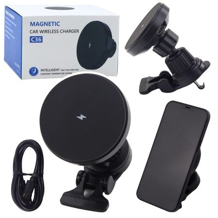 Uchwyt Samochodowy Magnetyczny Z Ładowarką Indukcyjną 15W