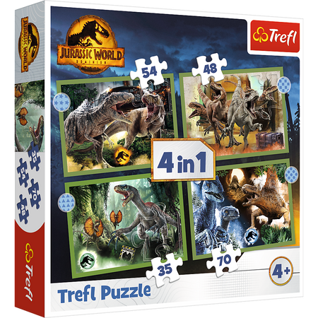 Puzzle - 4w1 (12, 15, 20, 24) - Groźne dinozaury - Universal Jurassic World - Trefl 34607