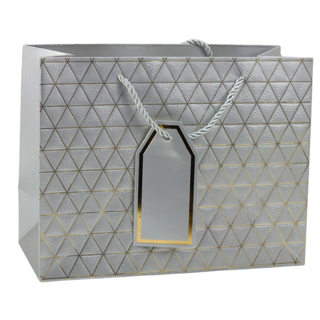 Torba Prezentowa Geometryczna Złote Linie 23 x 18 x 10 cm