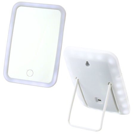 Lusterko Kosmetyczne Podświetlane LED Do Makijażu Bezprzewodowe Białe