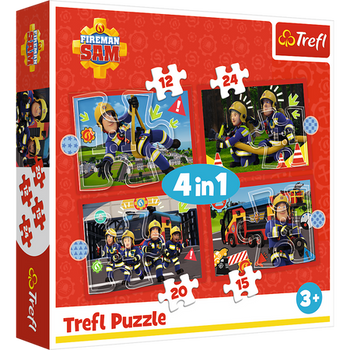 Puzzle - 4w1 (12, 15, 20, 24) - Przygody strażaka Sama - Strażak Sam - Trefl 34632