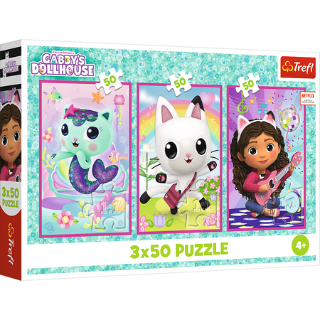 Puzzle - 3x50 - Poznajcie Gabby i kotki - Koci Domek Gabi - Trefl 34876