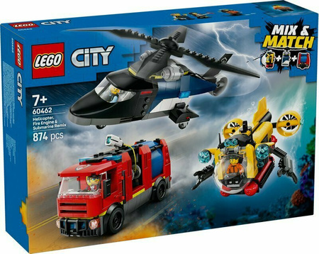 LEGO 60462 CITY Zestaw z helikopterem, wozem strażackim i łodzią podwodną