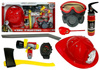 Zestaw Strażacki Kask Gaśnica Toporek Maska Łom Akcesoria Czerwony