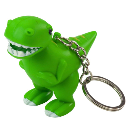 Brelok Do Kluczy Plecaka Dinozaur Latarka LED Dźwięki Zielony