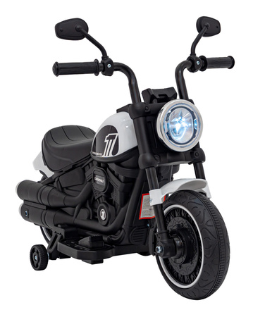 Motorek Chopper FASTER na akumulator dla dzieci Biały + Radio FM + Panel audio + LED