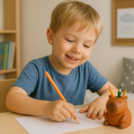 Pojemnik Na Długopisy Kapibara Figurka Organizer Brązowa 10 x7 cm