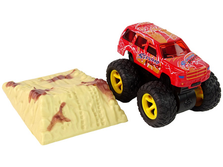 Auto Resorak Z Naciągiem Monster Truck Big Foot Gumowe Opony Rampa