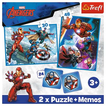 Puzzle + MEMOS - 2w1 (30,48) - Bohaterowie w akcji - Marvel The Avengers - Trefl 93333