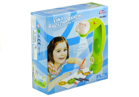 Projektor Do Rysowania Rzutnik Krówka 3 Dyski Pisaki Zielony 3w1