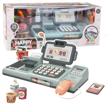 Zestaw Kasa Sklepowa Produkty Spożywcze Czytnik Telefon 25El